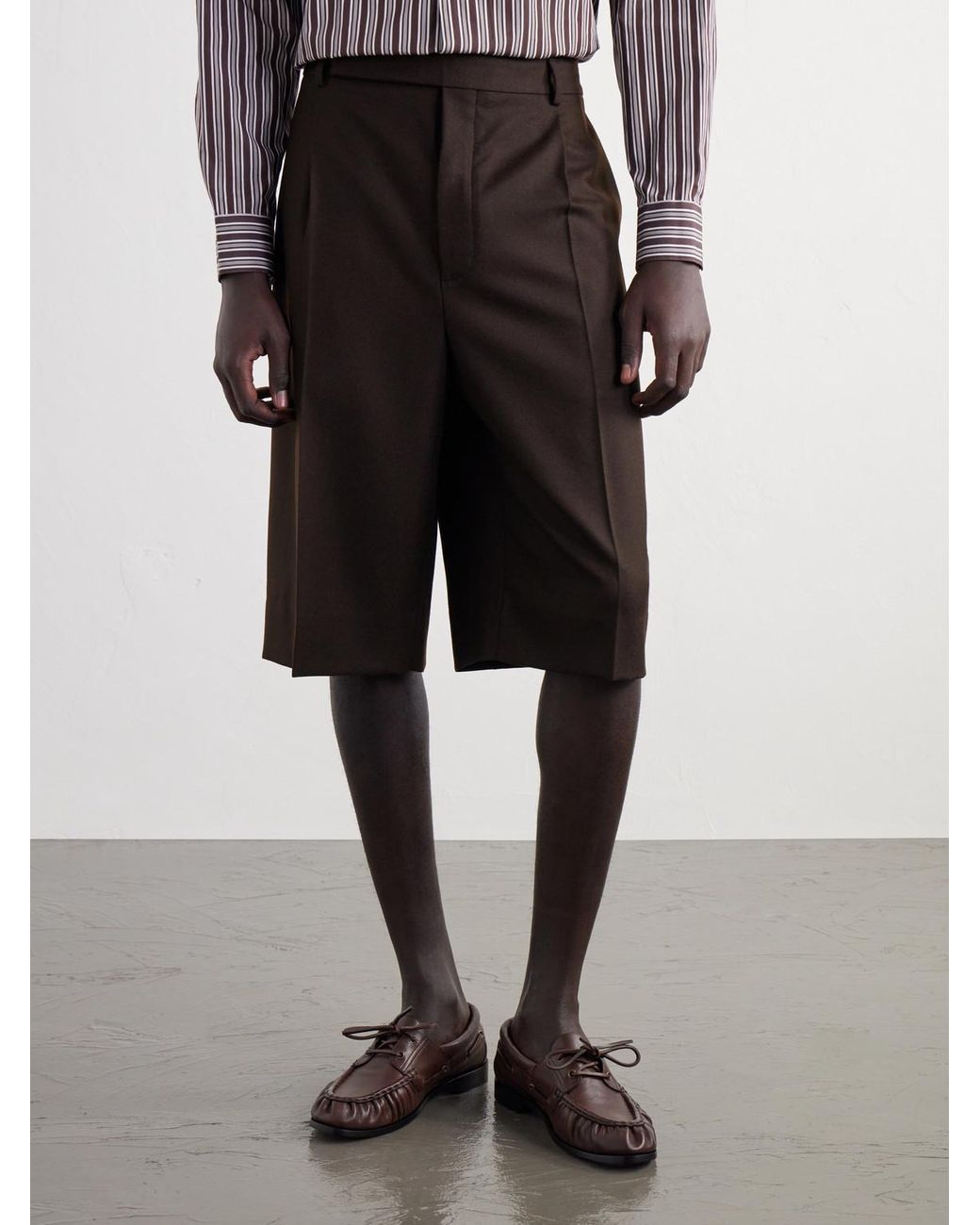 Saint Laurent Brown Straight-Leg Wool Shorts for men