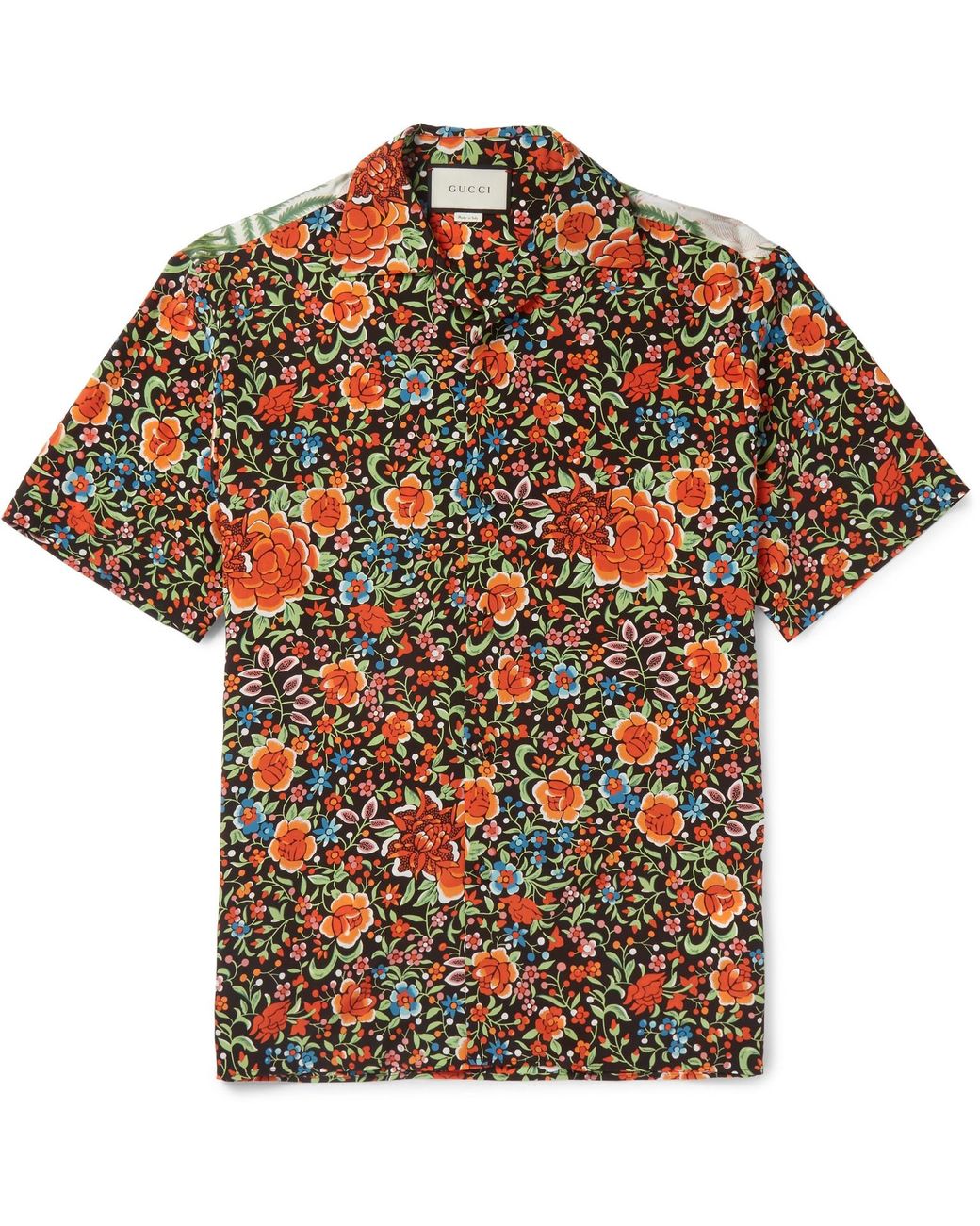 Gucci Camp-collar Printed Silk Shirt in Orange for Men | Lyst