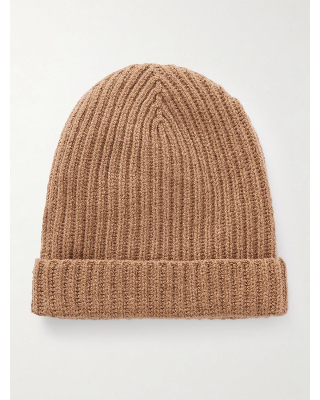 Piacenza 1733 Brown Ribbed Cashmere Beanie for men
