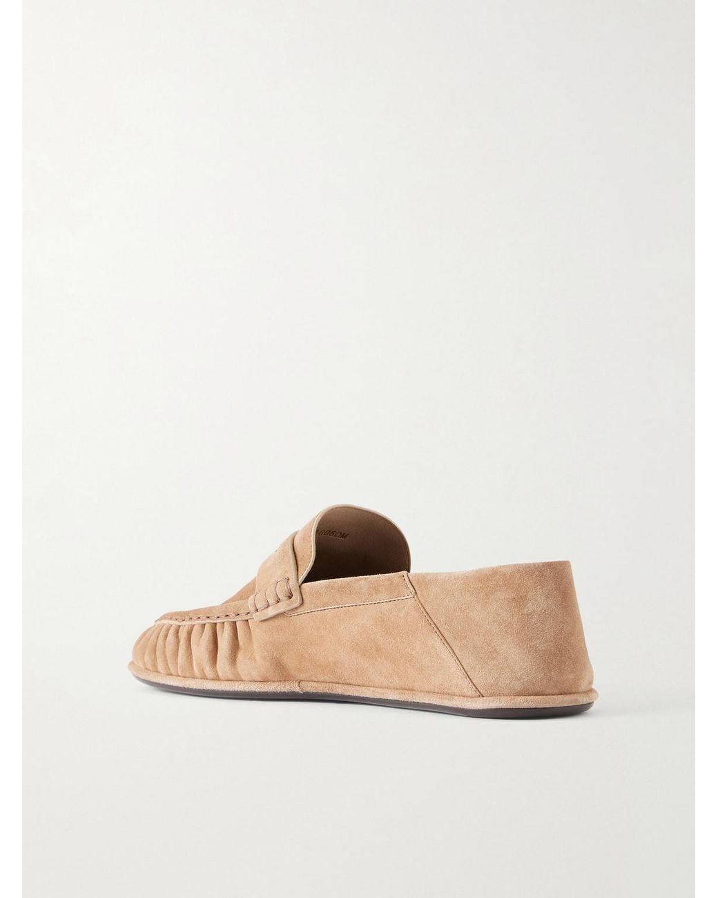 Saint Laurent Natural Le Loafer Monogram Logo-appliquéd Suede Penny Loafers for men