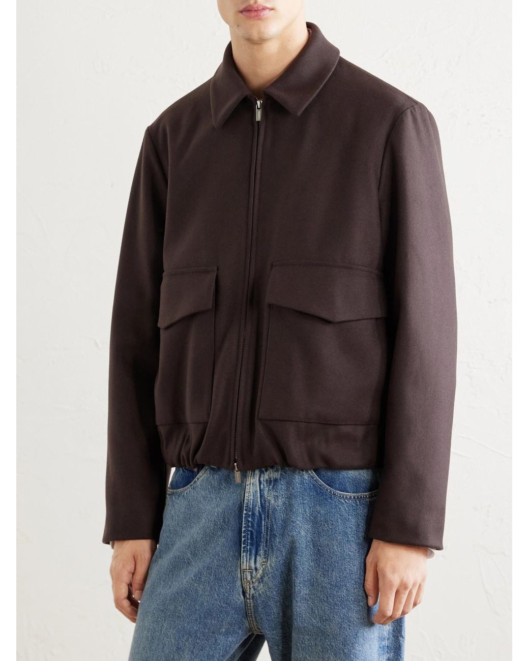 Barena Brown Wool-blend Felt Blouson Jacket for men