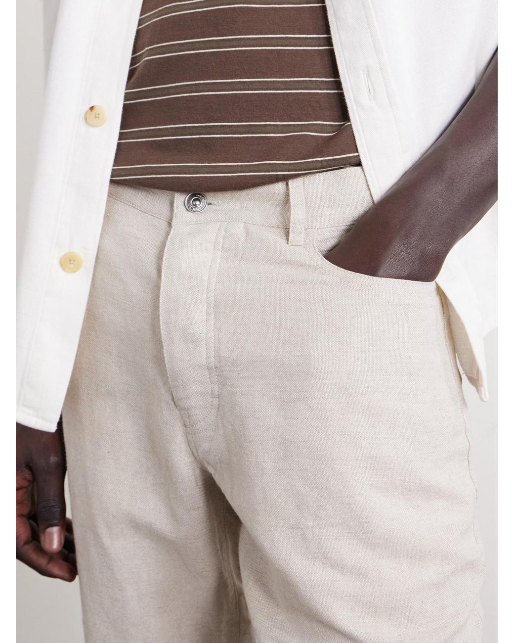 Mr P. White Edward Straight-Leg Linen And Cotton-Blend Trousers for men