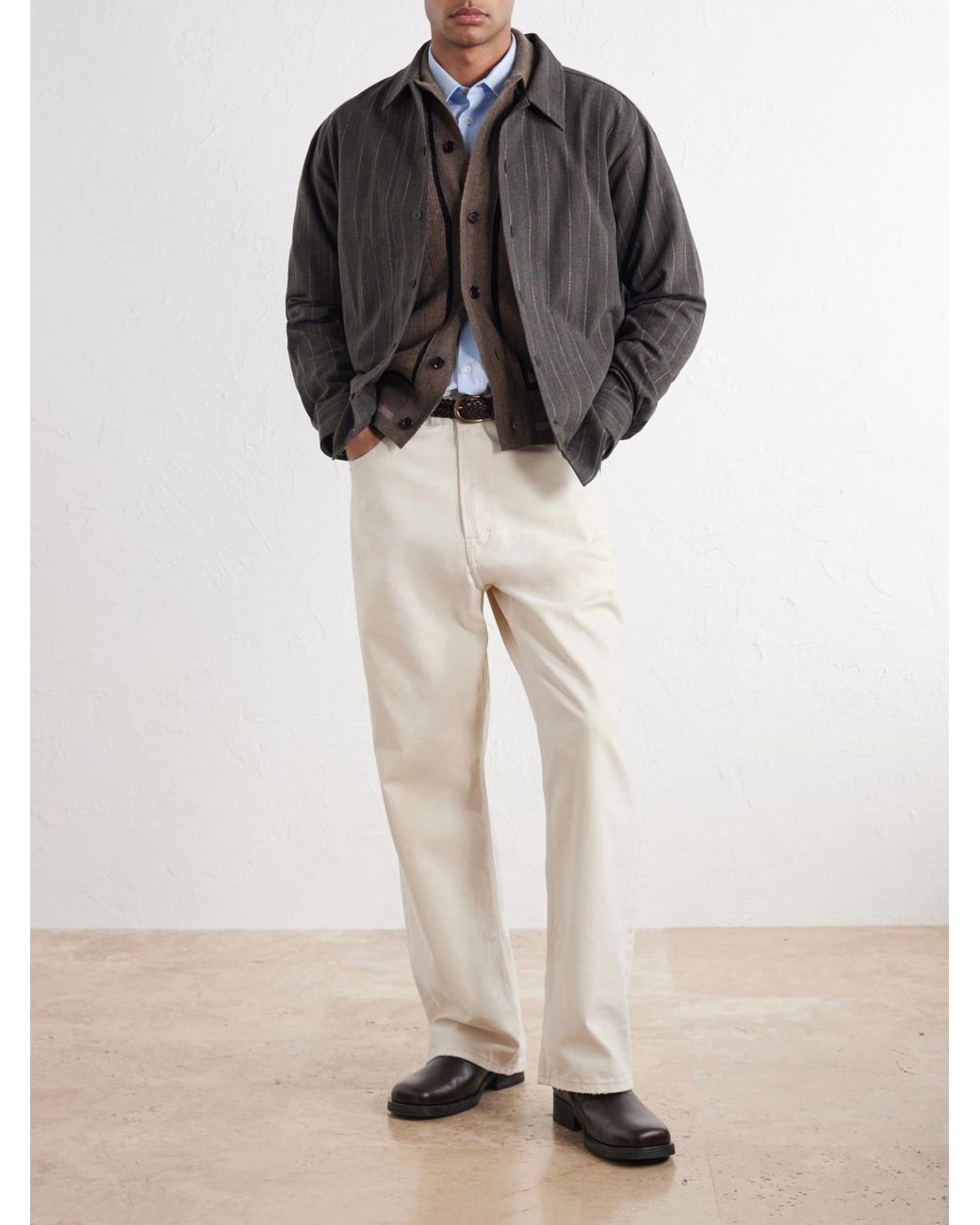NN07 Gray Reed 50091 Striped Cotton-Blend Overshirt for men