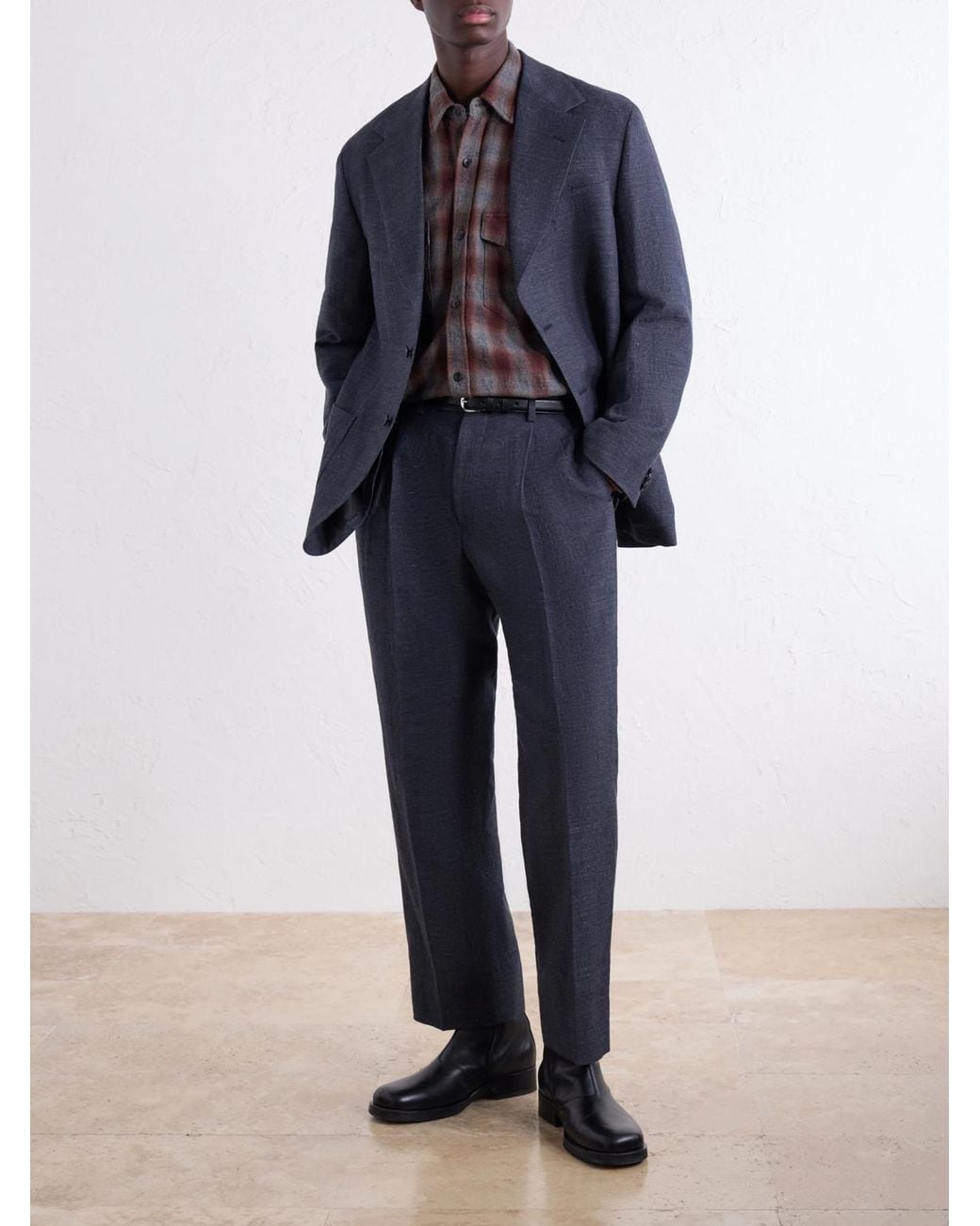 Kaptain Sunshine Brown Checked Wool And Alpaca-Blend Shirt for men