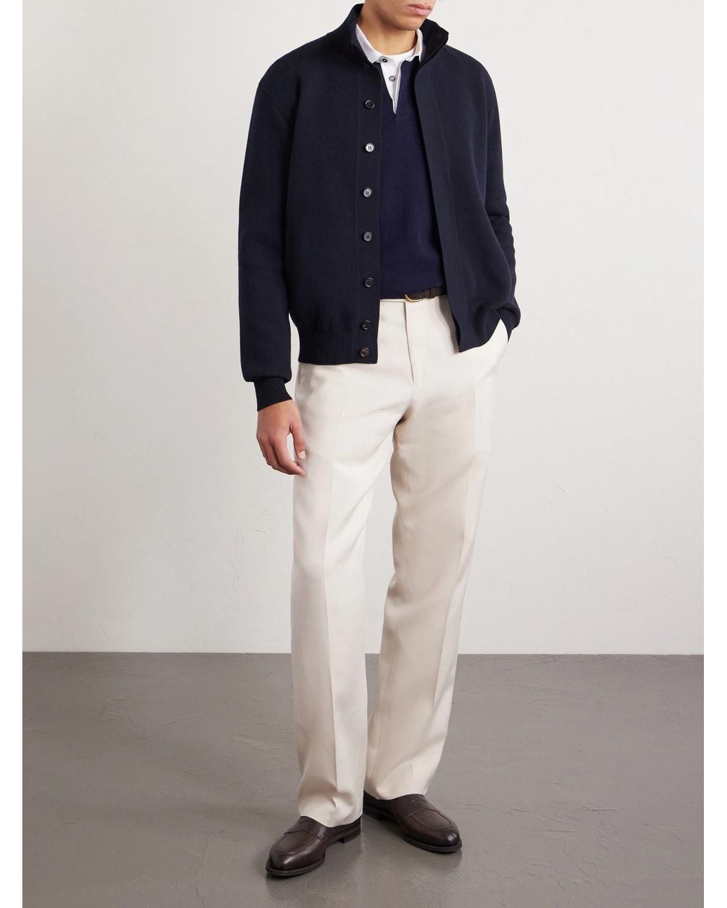 Dunhill Blue Cotton And Cashmere-blend Bomber Jacket for men
