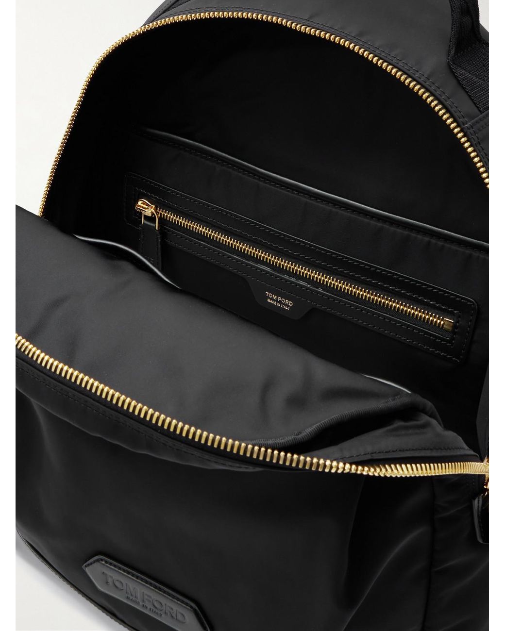 Tom Ford Black Leather-Trimmed Shell Backpack for men