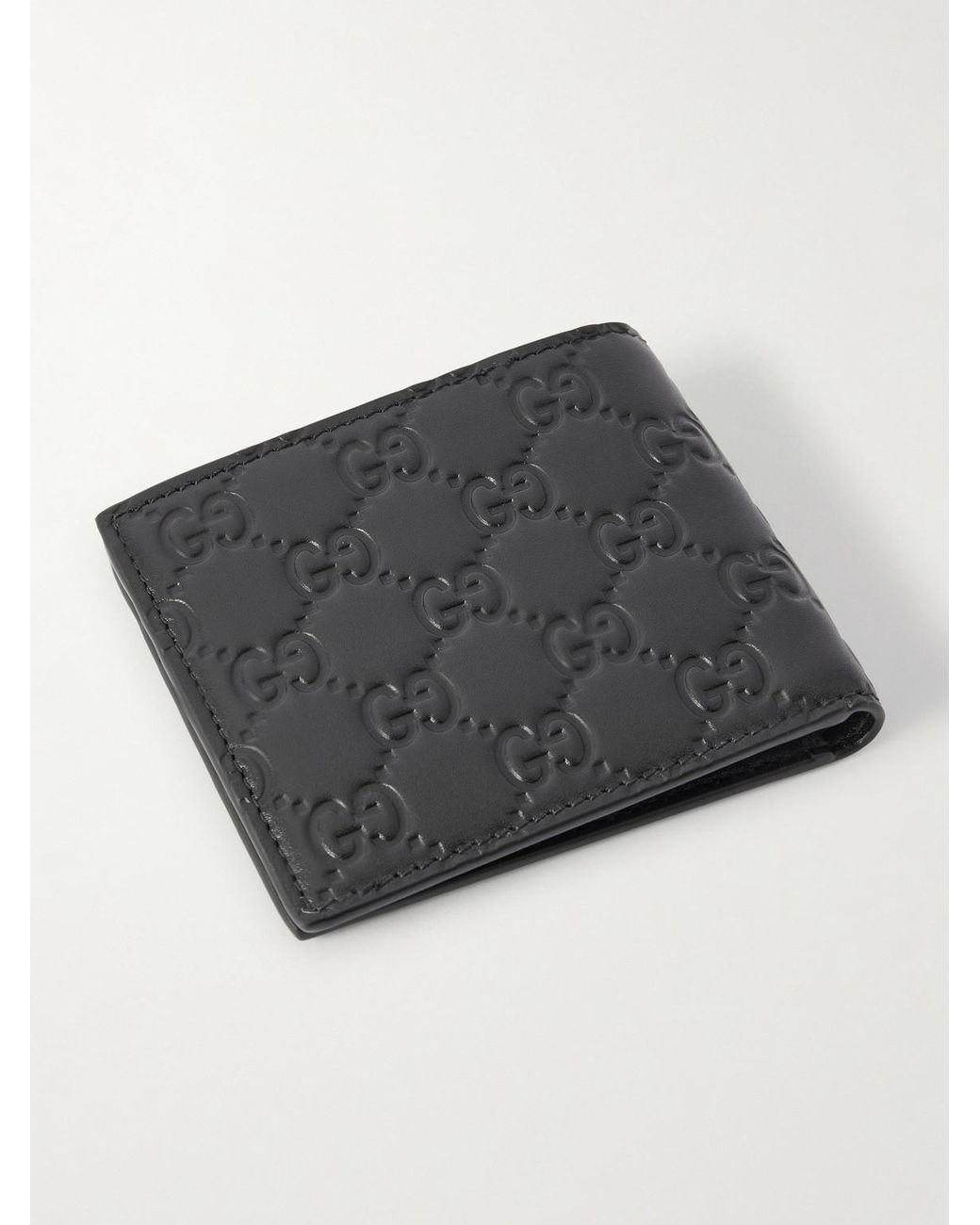 Gucci Black Arabella Logo-Debossed Leather Billford Wallet for men
