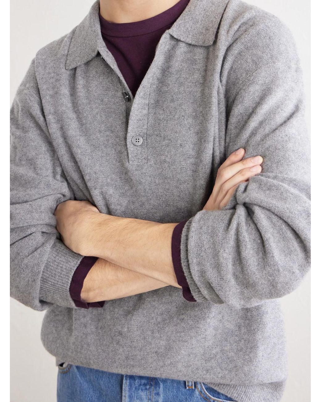 FRAME Gray Wool Polo Sweater for men