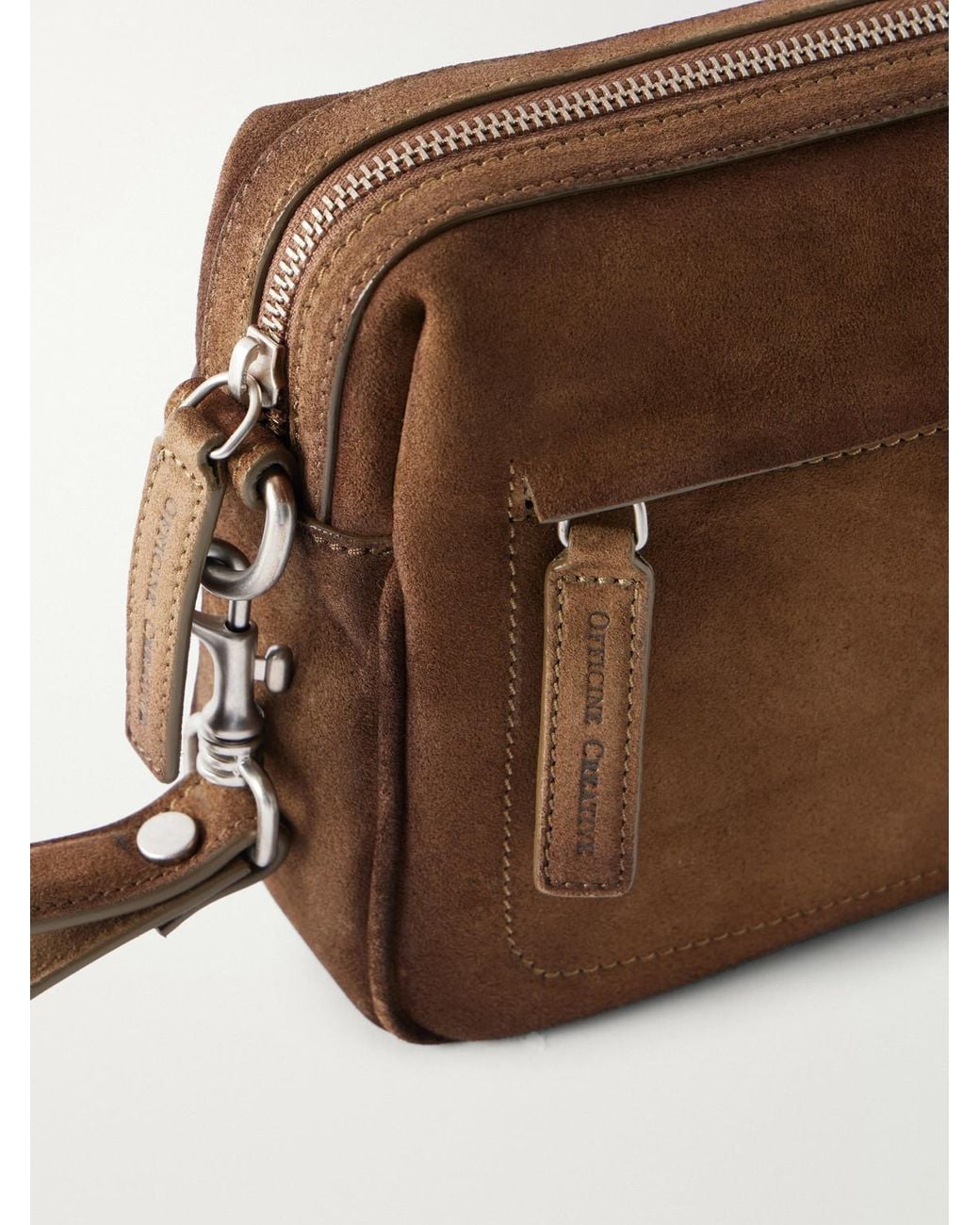 Officine Creative Brown Quentin 25 Suede Messenger Bag for men
