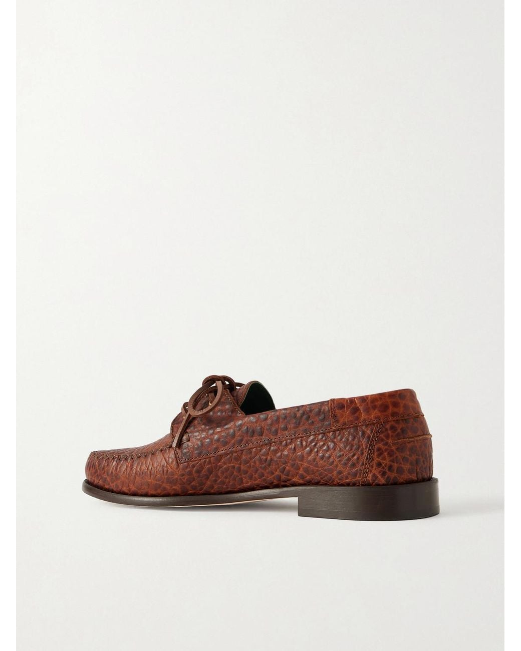 VINNY'S Brown Millo Croc-effect Leather Boat Shoes for men
