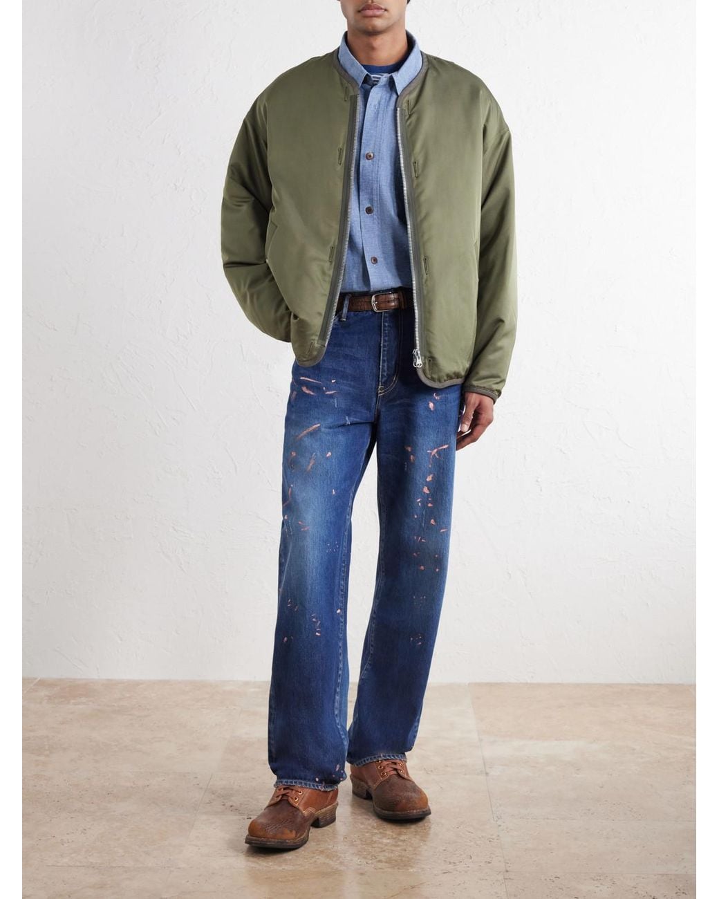 Visvim Green Wool And Silk-Blend Twill Down Liner Jacket for men