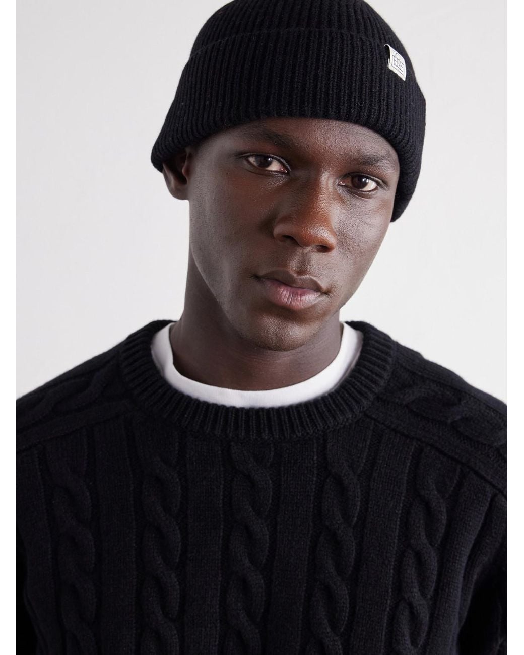 Totême Blue Cashmere Ribbed Beanie for men