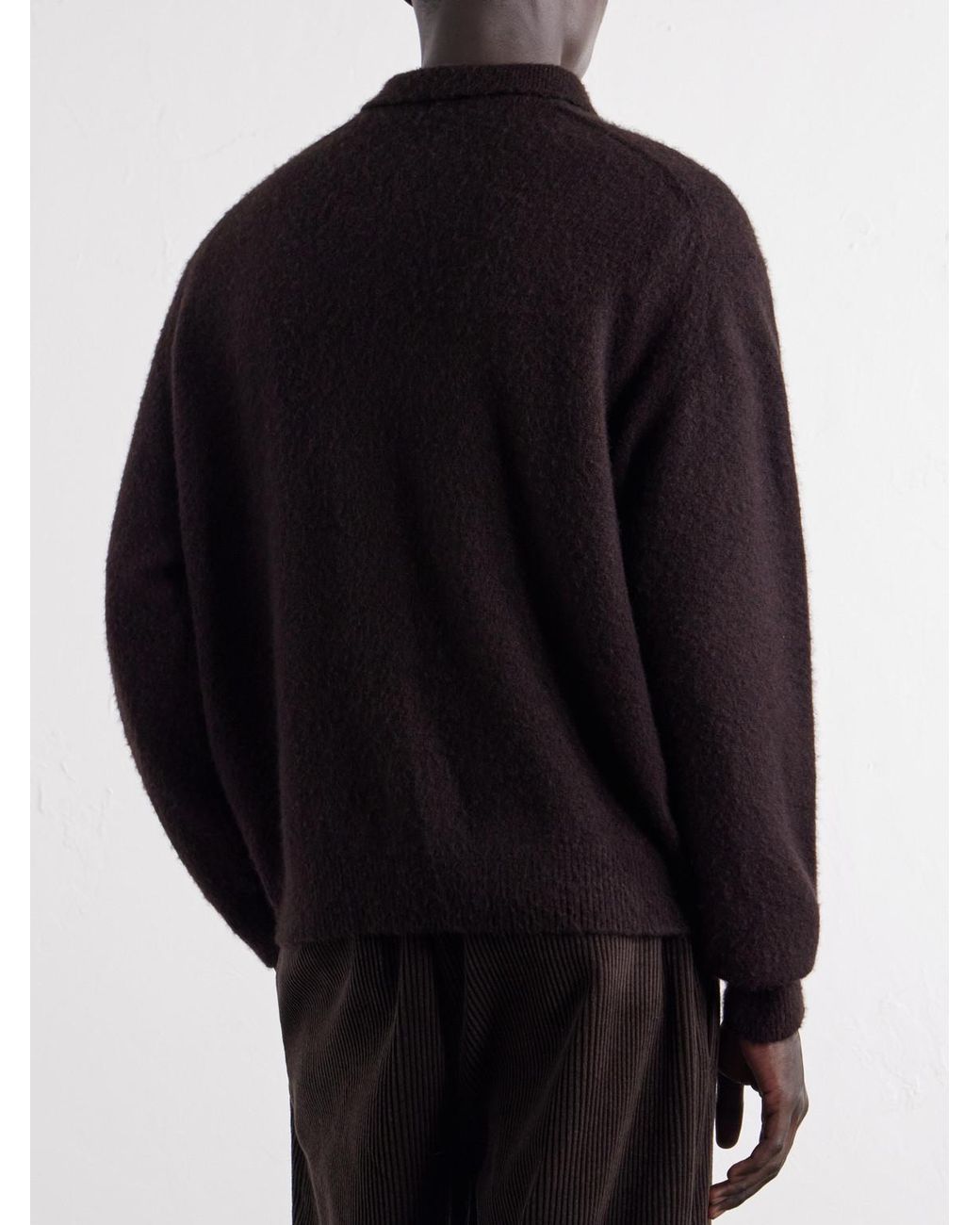 A.PRESSE Black Brushed Cashmere Polo Sweater for men