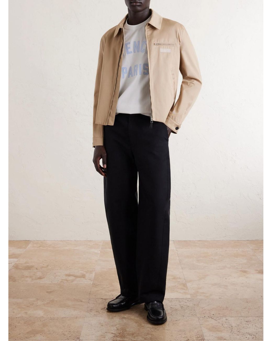 Givenchy Natural Harrington Logo-Appliquéd Cotton-Twill Jacket for men