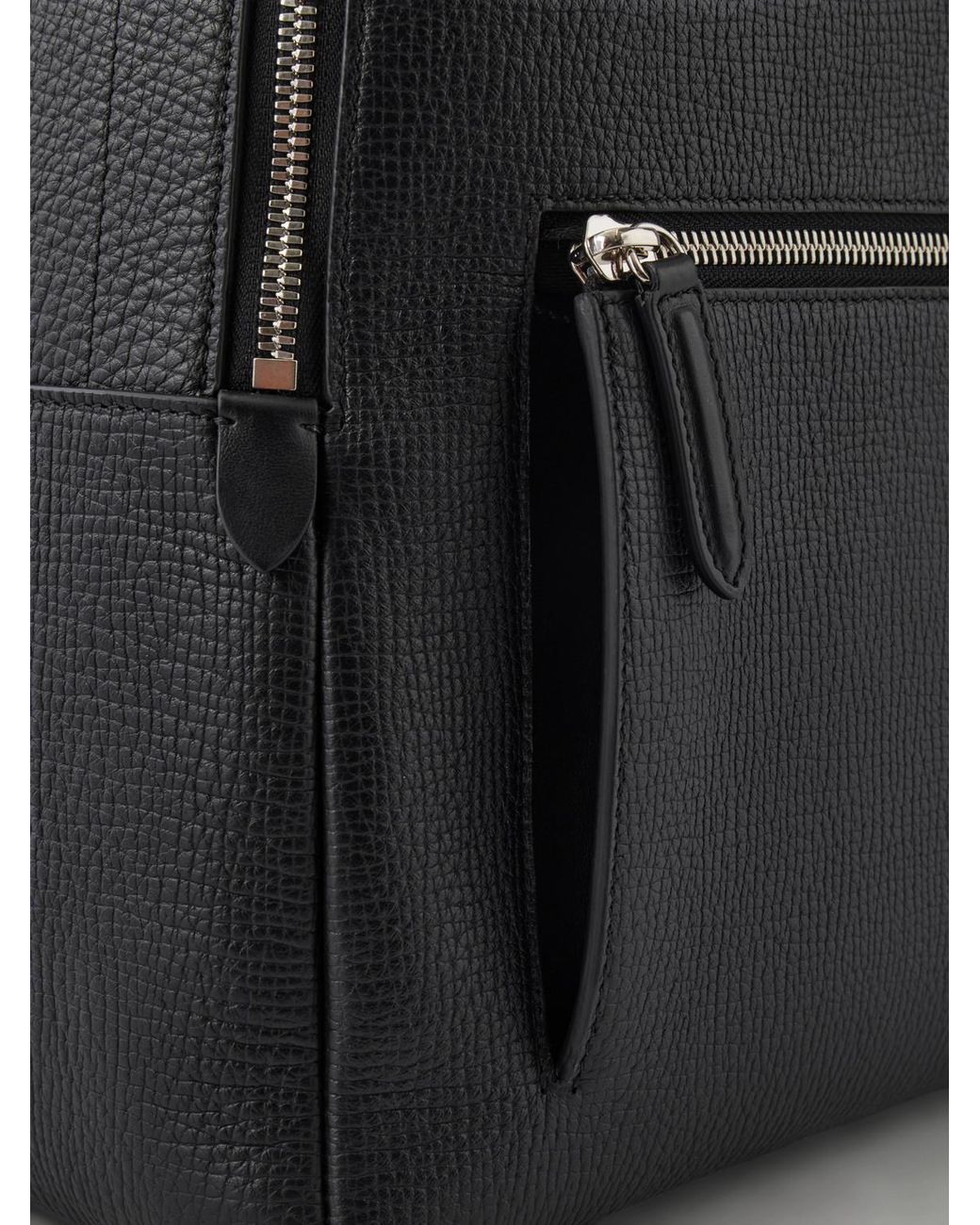 Smythson Black Full-Grain Leather Backpack for men