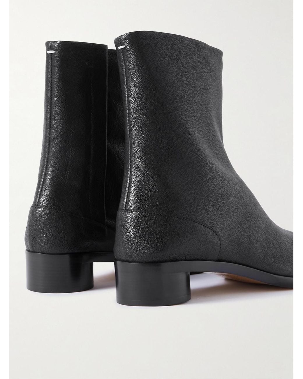 Maison Margiela Black Tabi Split-Toe Full-Grain Leather Chelsea Boots for men