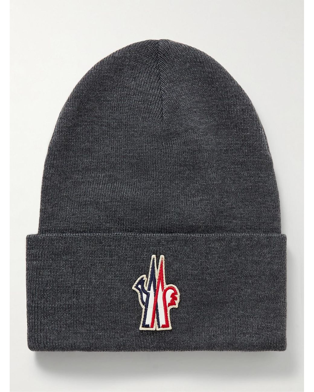 Moncler Gray Logo-Appliquéd Virgin Wool Beanie for men