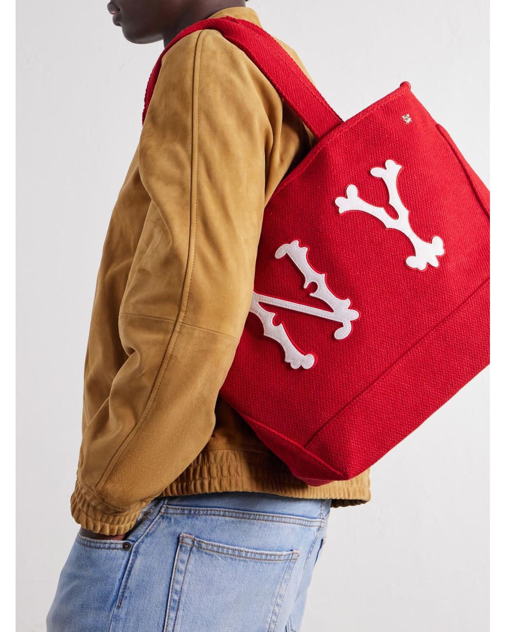 Aimé Leon Dore Red Ny Highlanders Logo-Appliquéd Canvas Tote for men