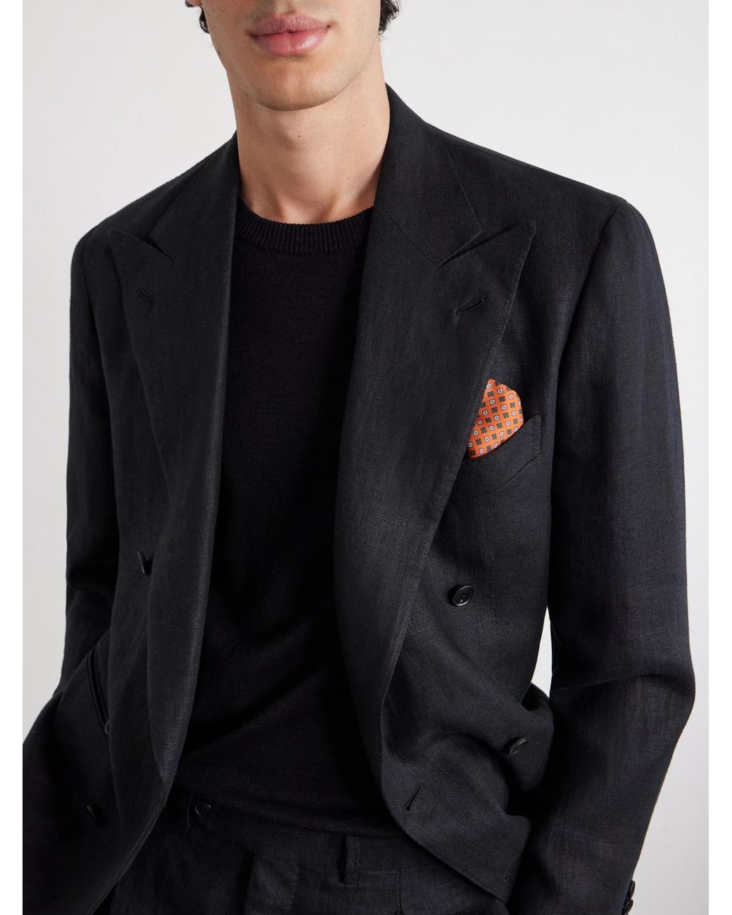 J. Mueser Black Knitted Linen And Cotton-blend T-shirt for men