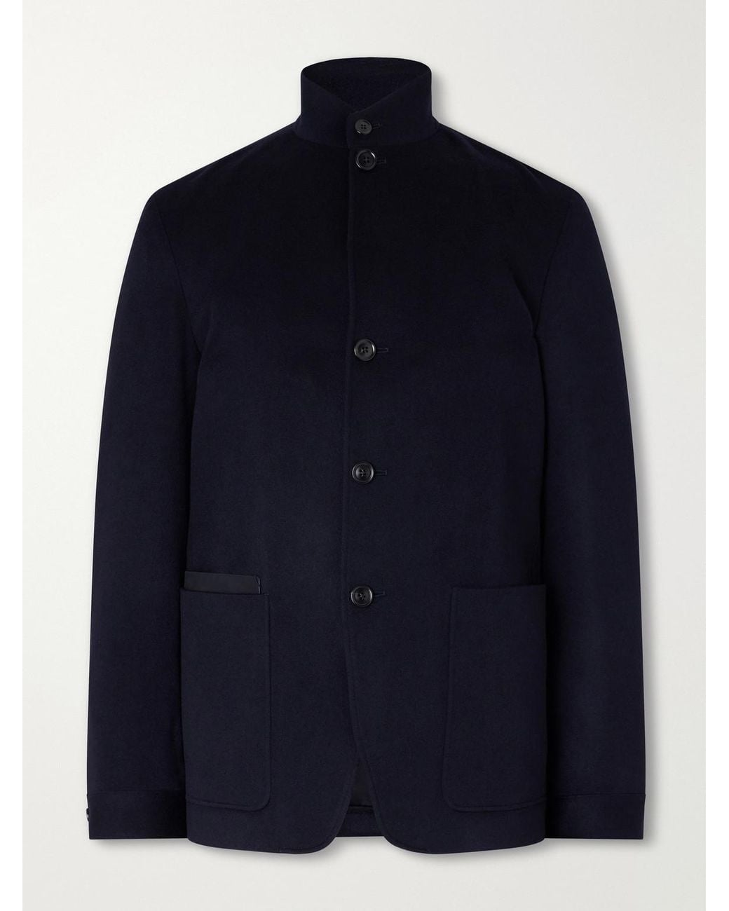 Zegna Blue Il Conte Cashmere Brushed Coat for men