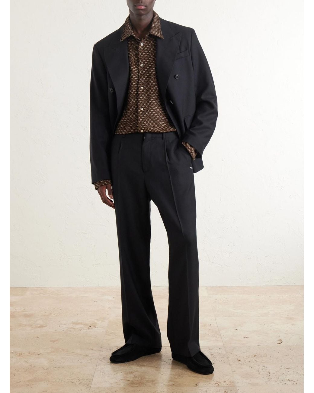 Wales Bonner Brown Doshi Button-Down Jacquard-Knit Shirt for men