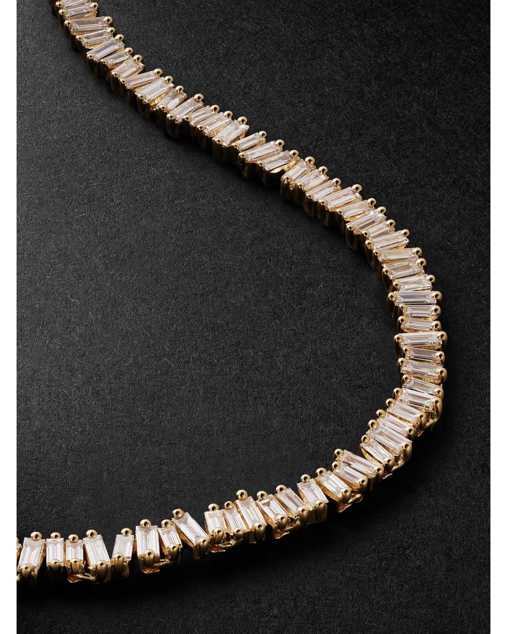 Suzanne Kalan Black 18-Karat Diamond Tennis Necklace for men