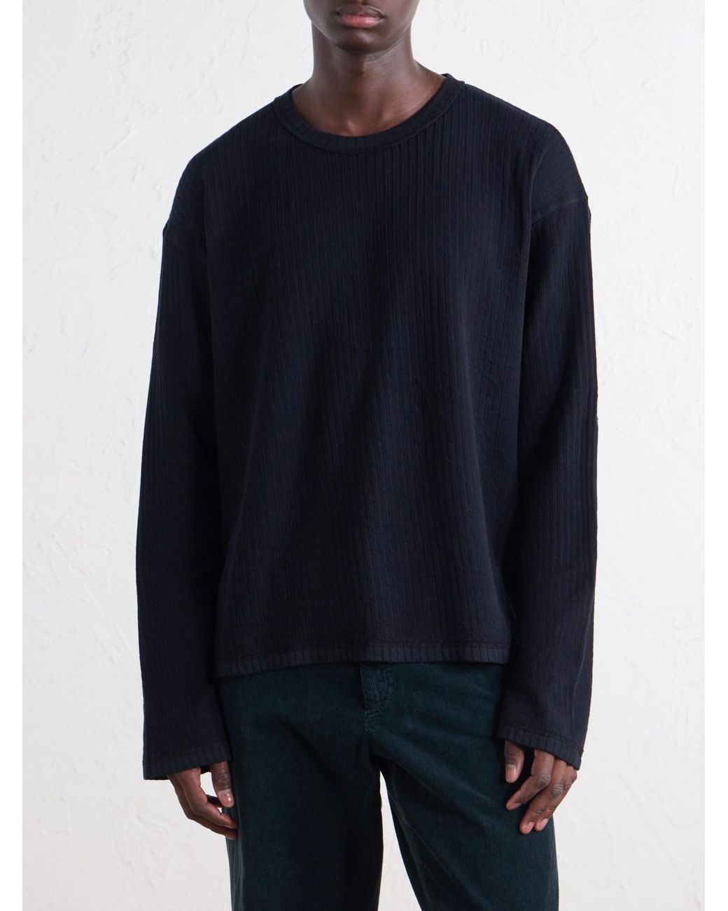 mfpen Blue Ribbed Organic Cotton Sweater for men