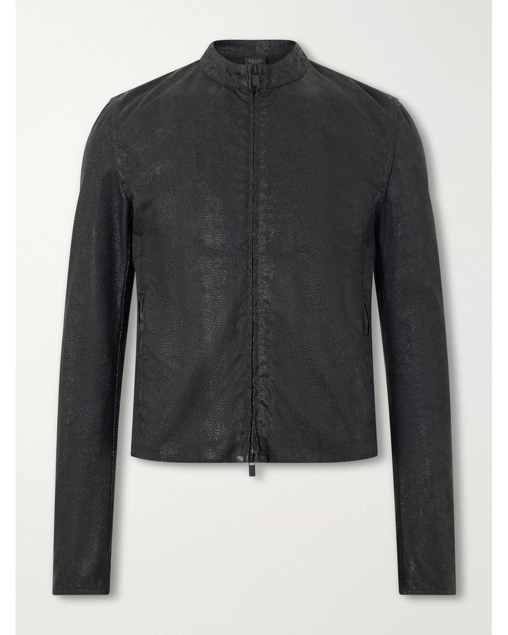 Gucci Black Snake-Effect Cotton-Blend Jacket for men