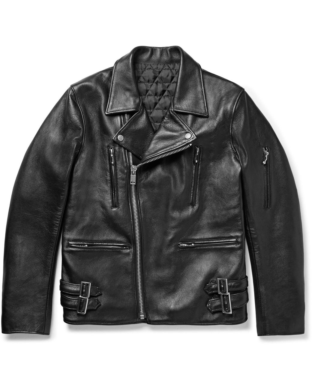 Blackmeans Slim-fit Leather Biker Jacket in Black for Men | Lyst