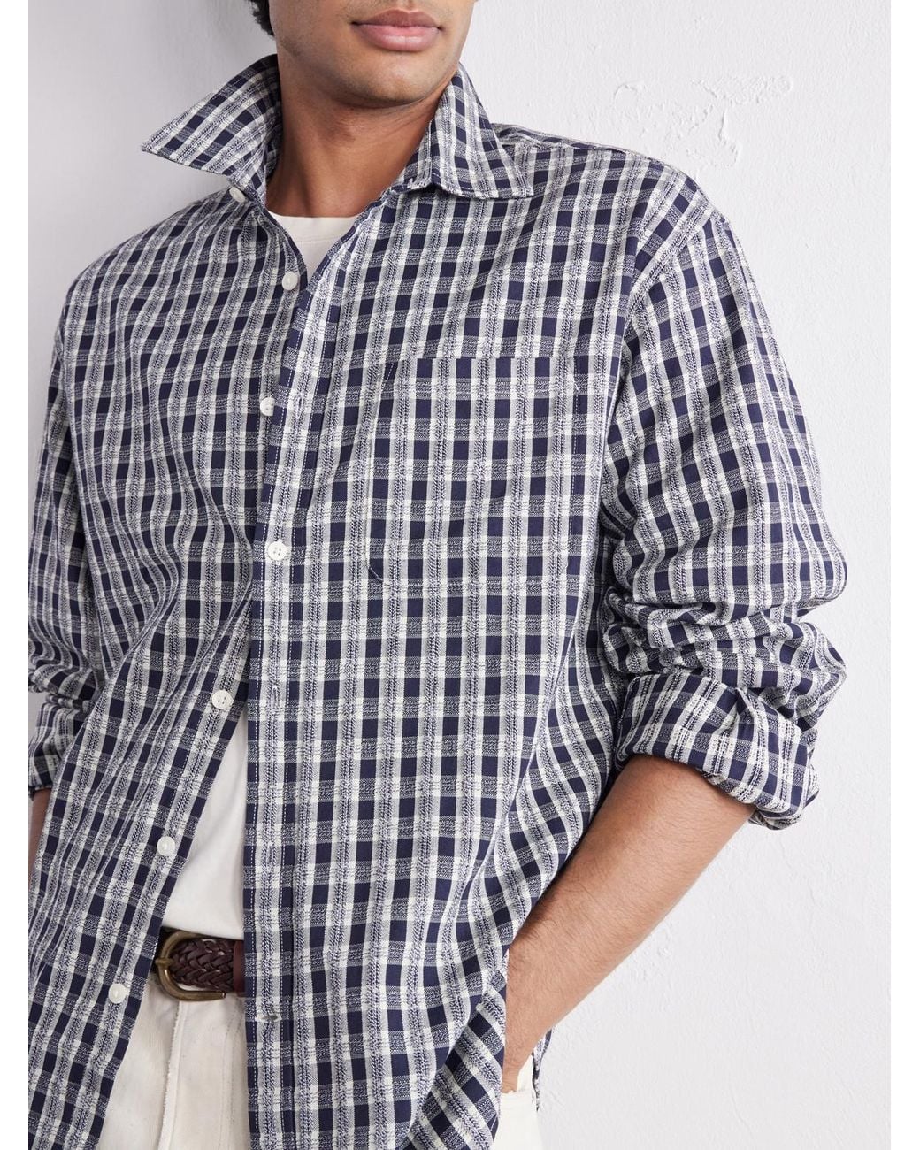 NN07 Blue Deon 50007 Checked Organic Cotton Shirt for men