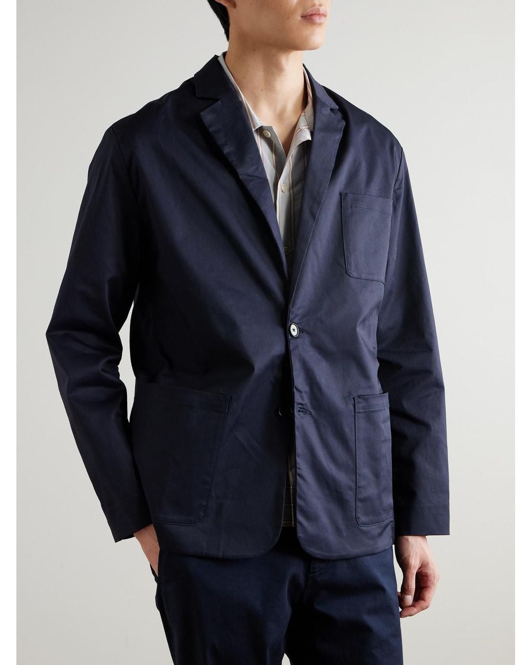 NN07 Blue Timo 10021 Unstructured Stretch Organic Cotton-Twill Blazer for men