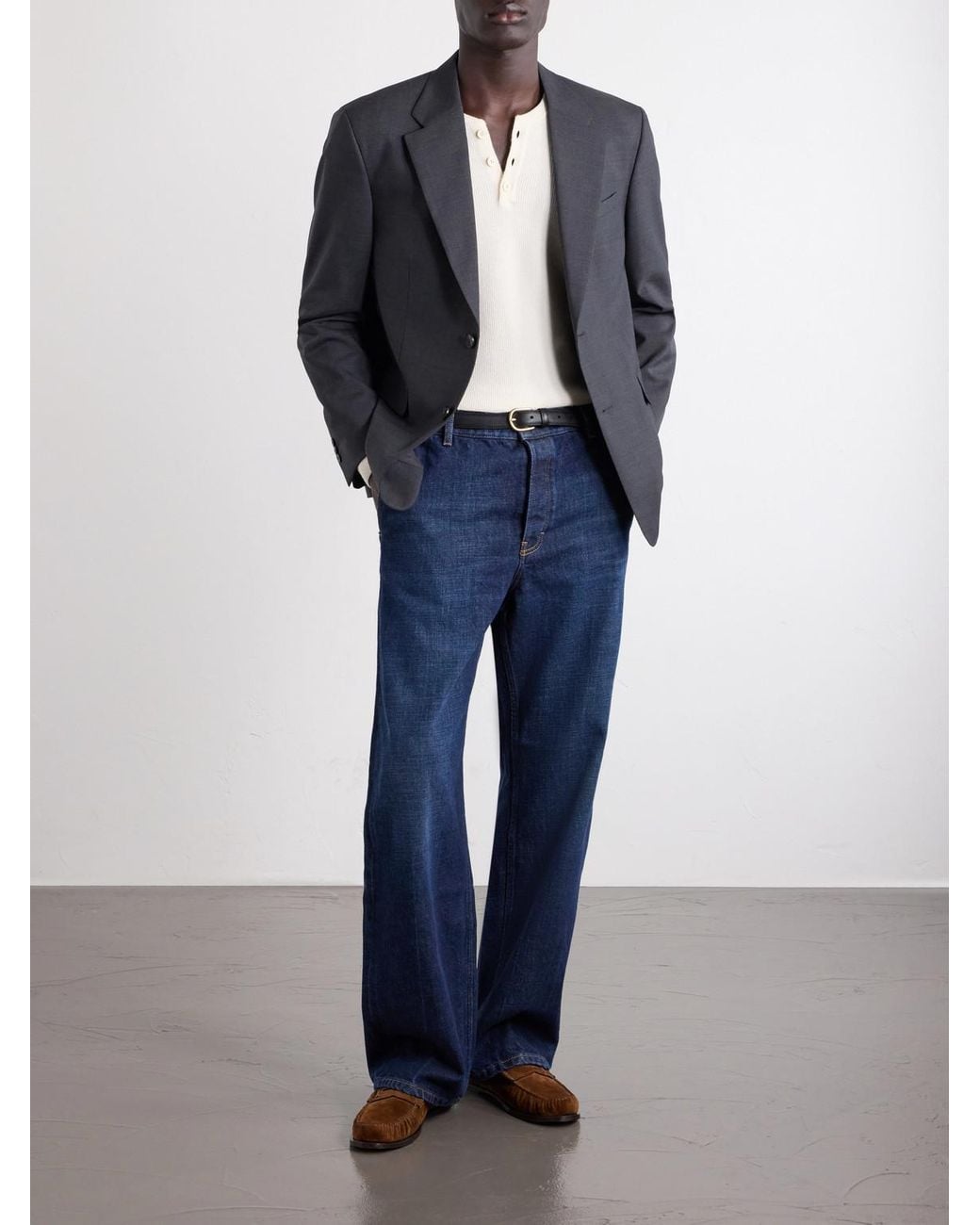 Jeanerica Blue Genua Straight-Leg Mid-Waist Cotton Jeans for men