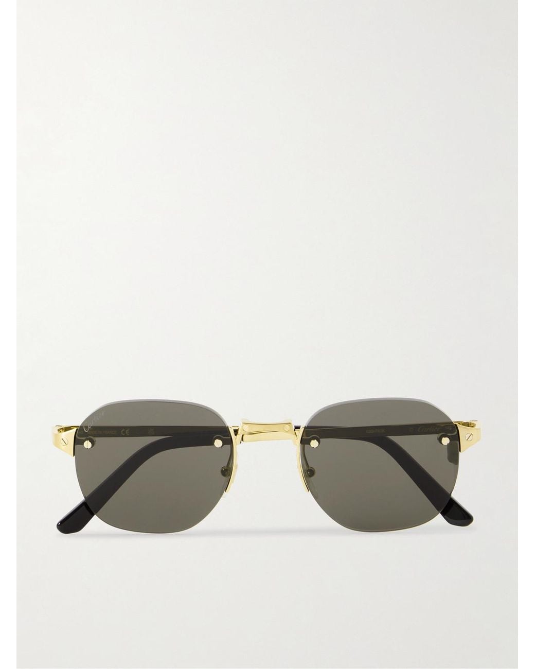 Cartier Metallic Santos De Cartier Rimless Round-Frame-Tone Metal Sunglasses for men