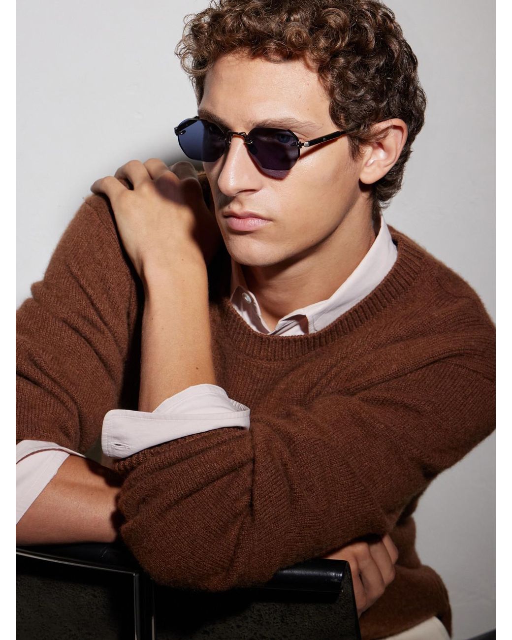 sato Blue Terebellum Ii Round-Frame-Tone Titanium Sunglasses for men