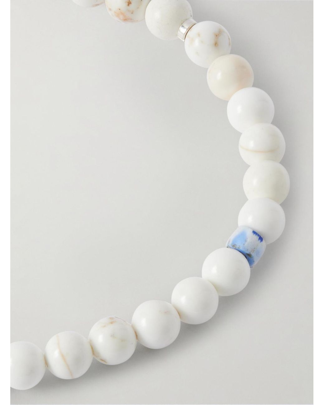 Mikia White Circle 8 Sterling And Magnesite Bracelet for men