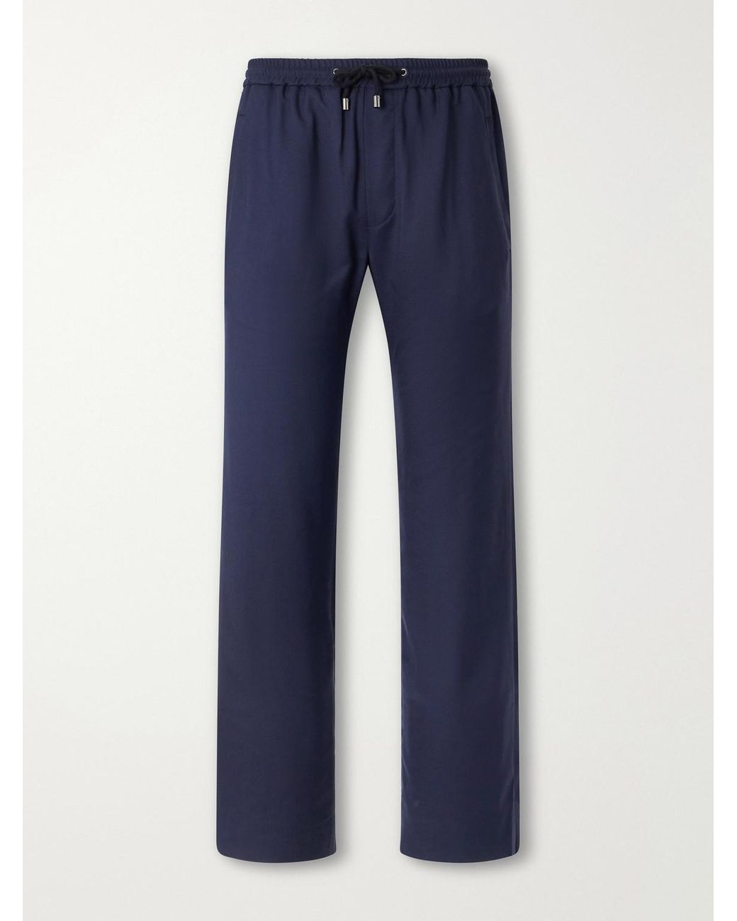 God's True Cashmere Blue Straight-Leg Cashmere-Twill Drawstring Trousers for men