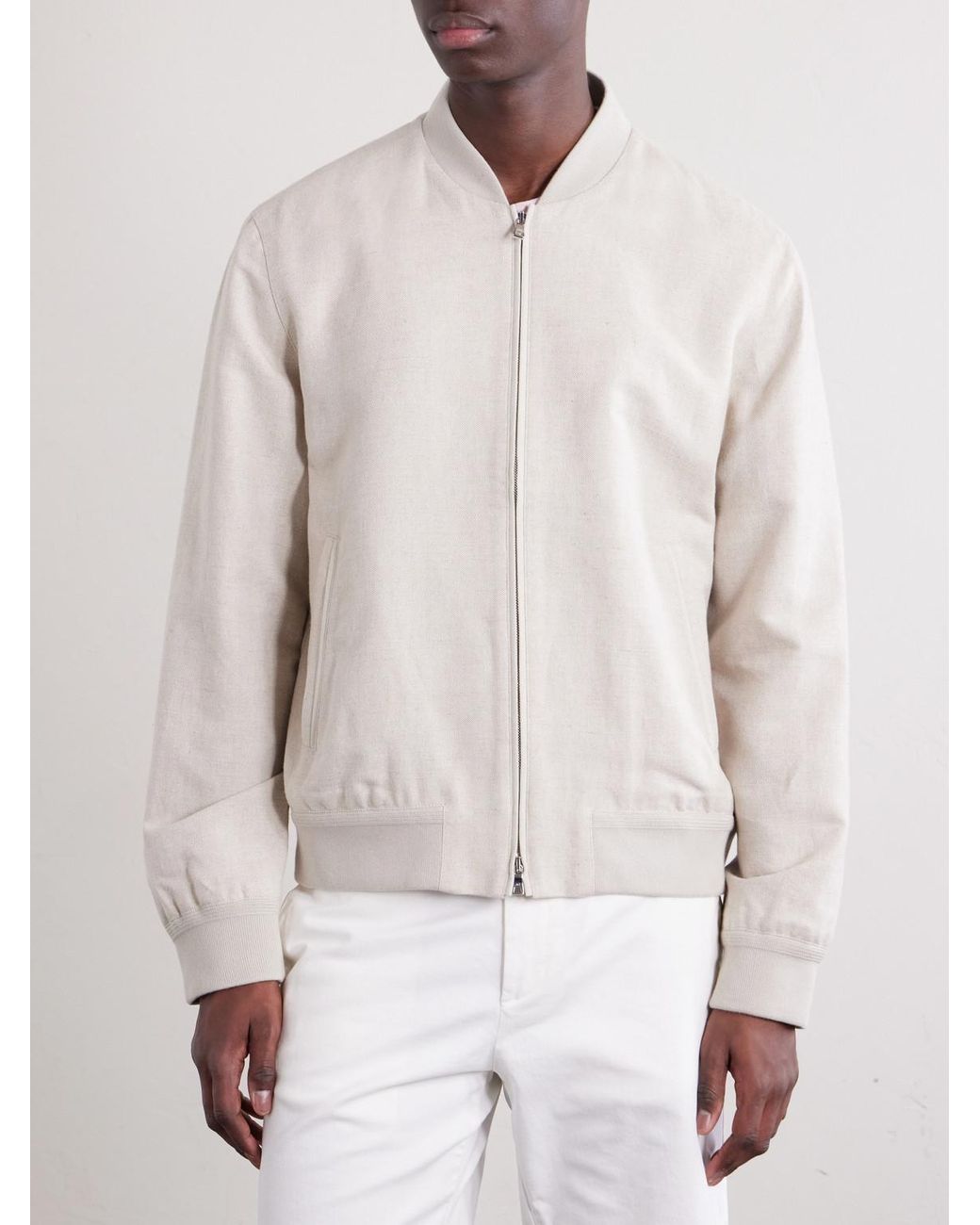 Mr P. Natural Linen And Cotton-blend Bomber Jacket for men