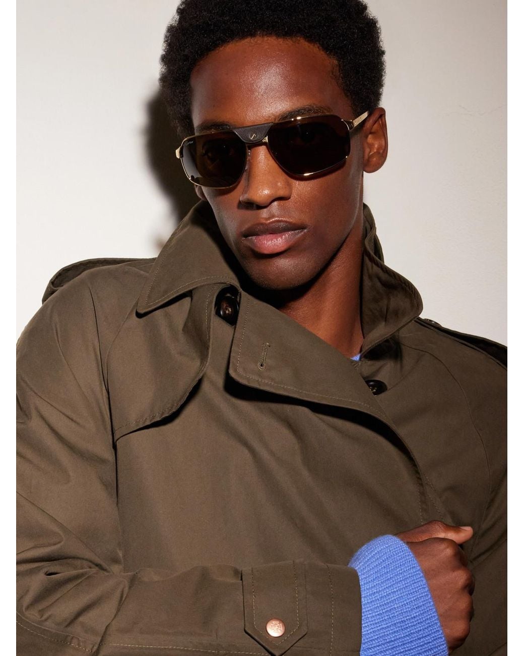 Cartier Brown Santos De Cartier Aviator-Style Leather-Trimmed-Tone Sunglasses for men