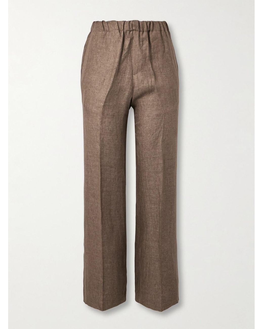 Piacenza 1733 Brown Straight-Leg Linen Trousers for men