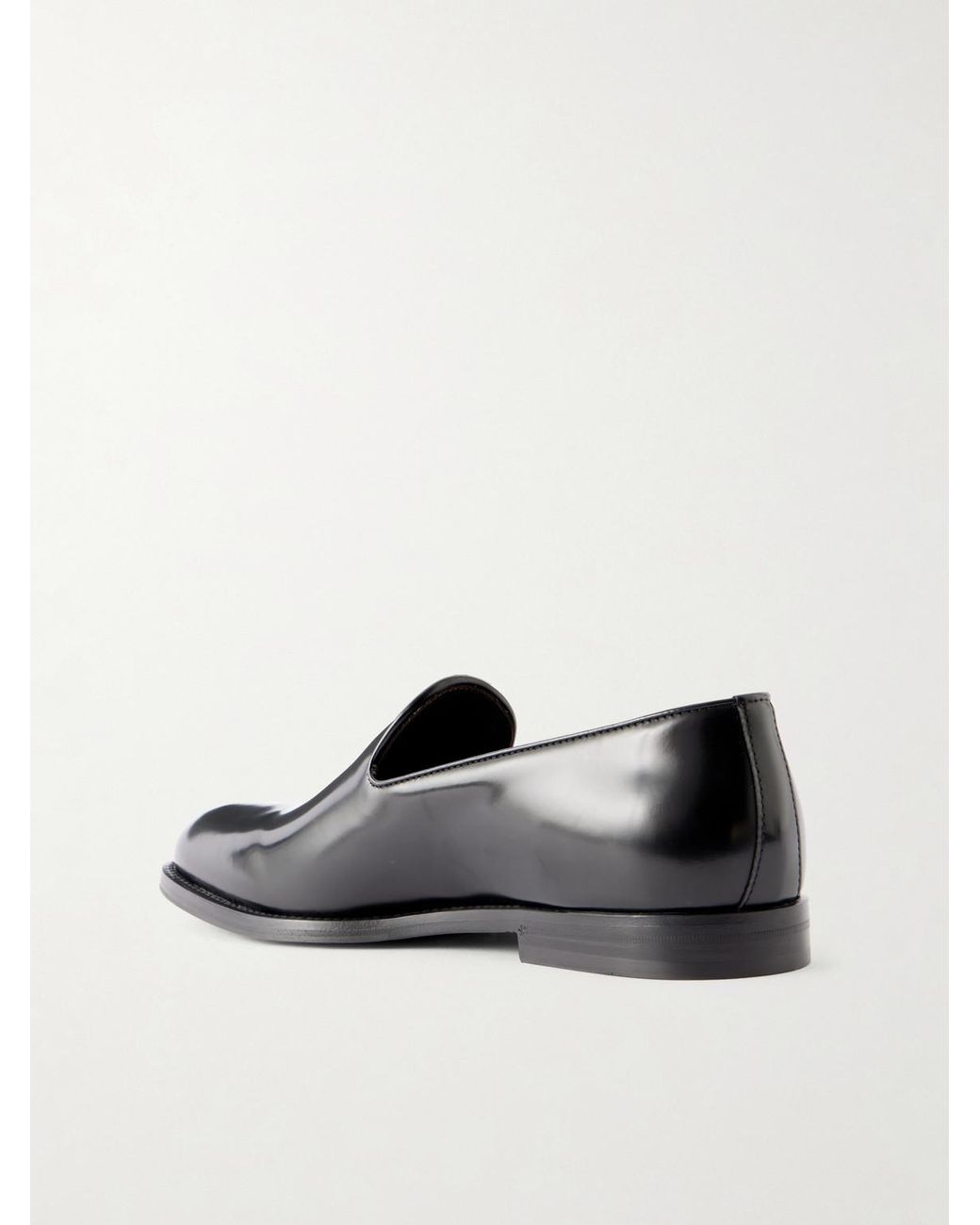 Brunello Cucinelli Black Evening Glossed Leather Loafers for men