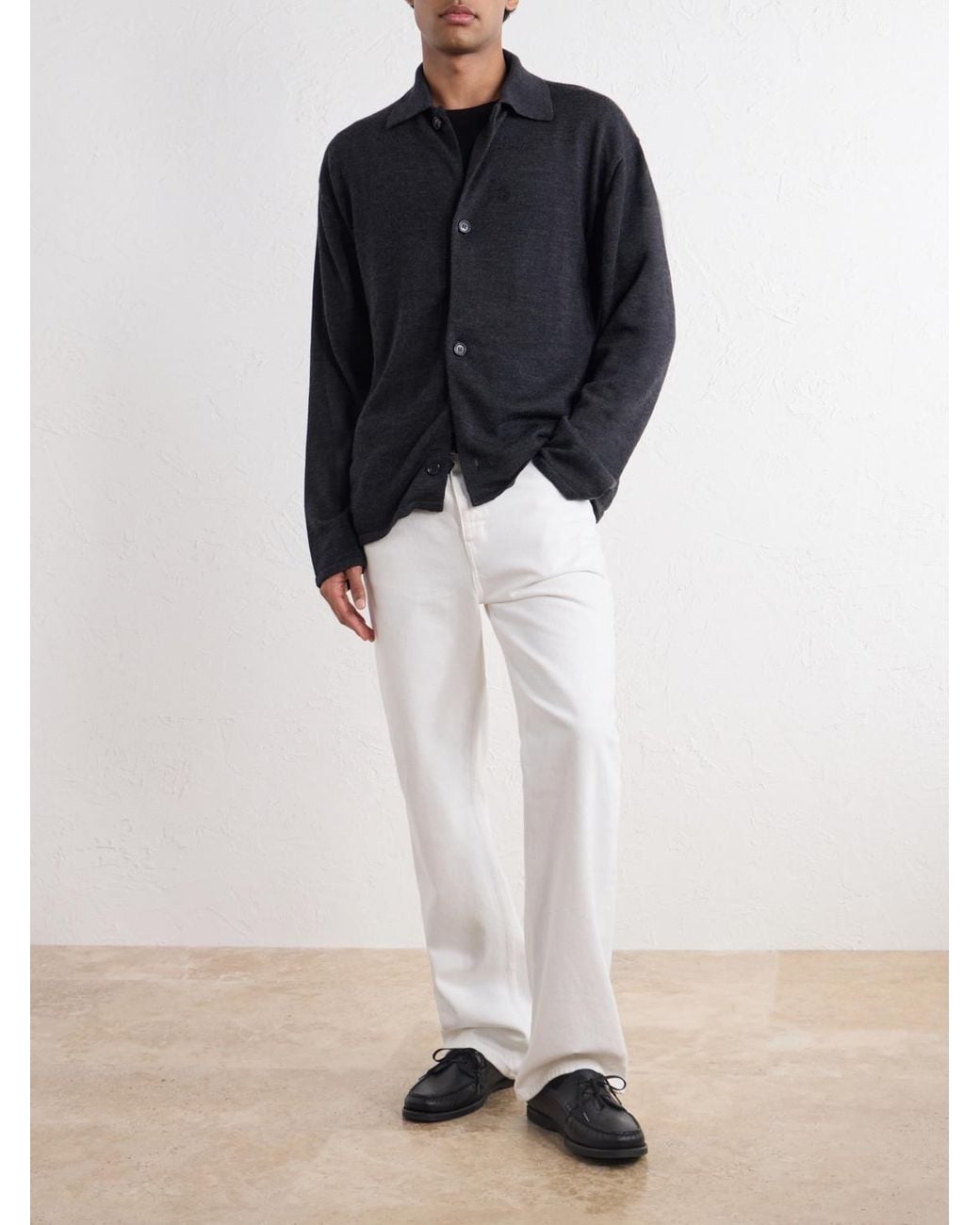 Margaret Howell Blue Merino Wool Cardigan for men
