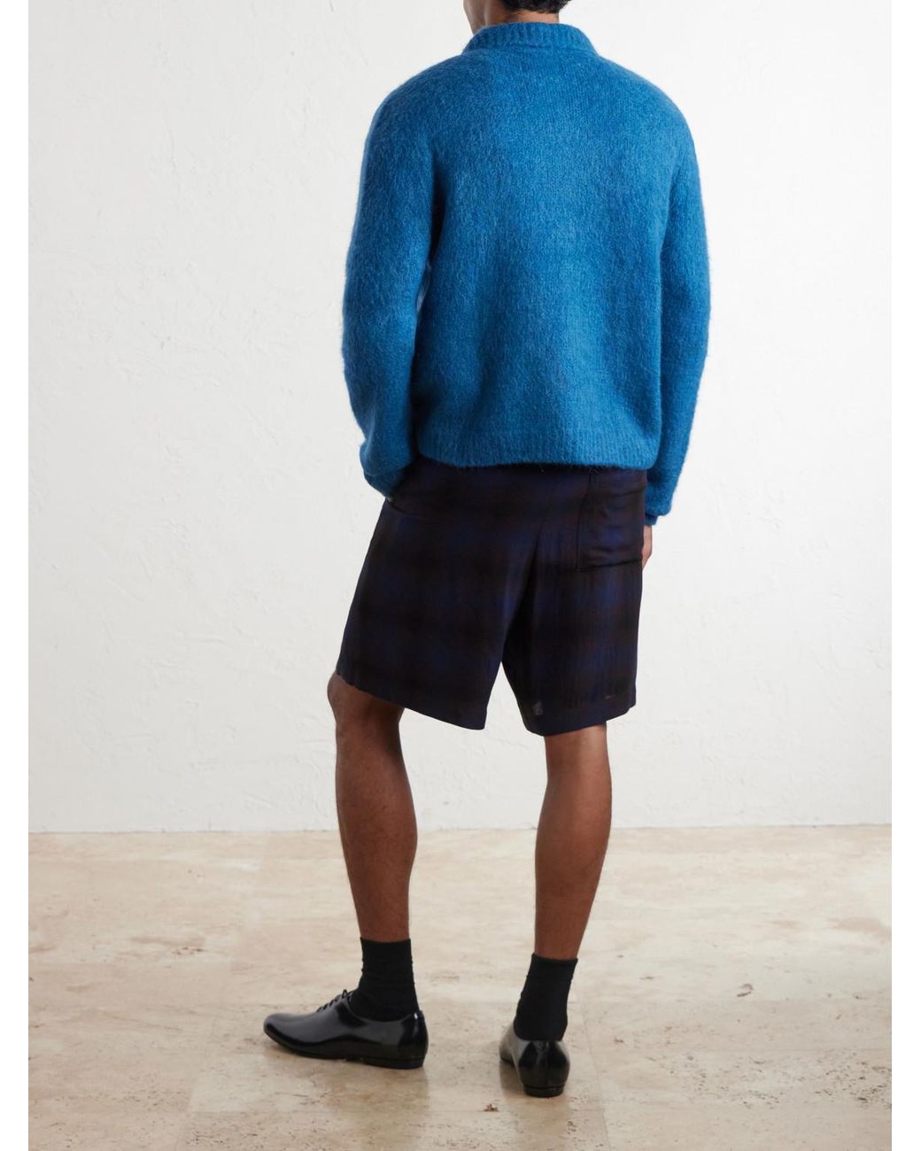Dries Van Noten Blue Mora Cropped Alpaca-Blend Cardigan for men