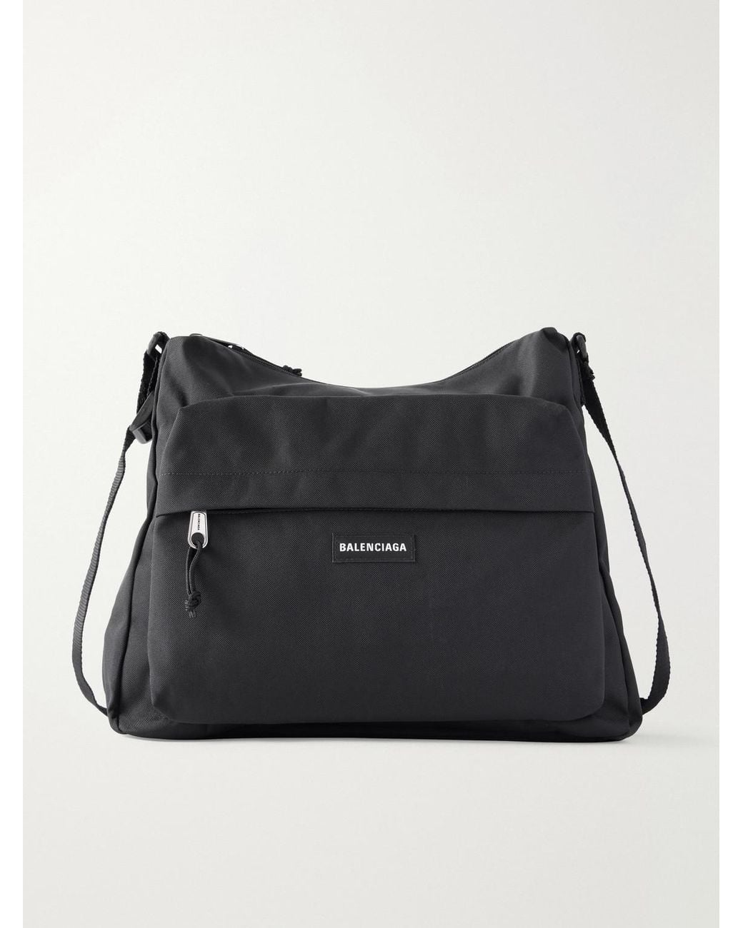 Balenciaga Black Explorer Logo-Appliquéd Canvas Messenger Bag for men