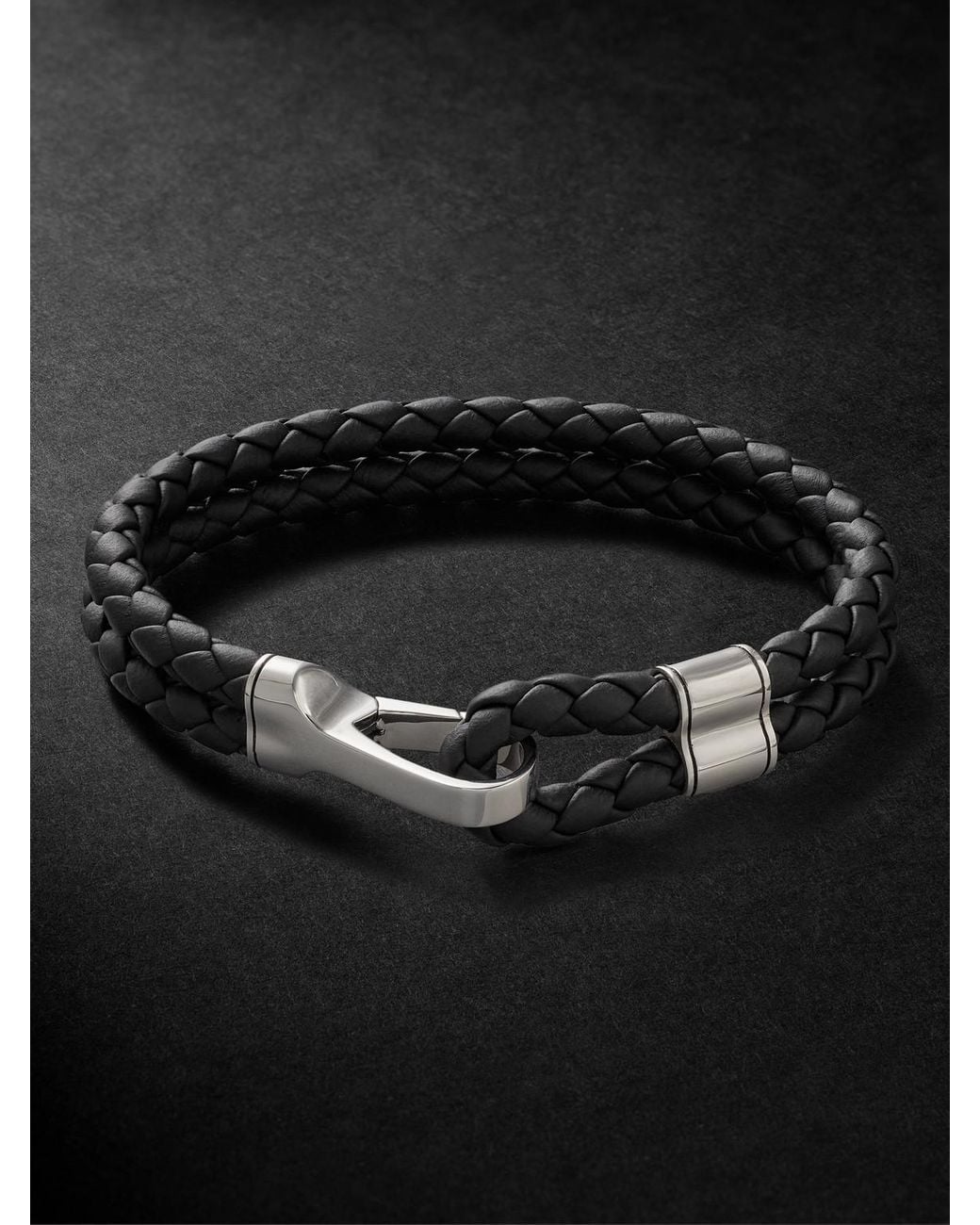 Braided Leather And Sterling Bracelet di John Hardy in Black da Uomo