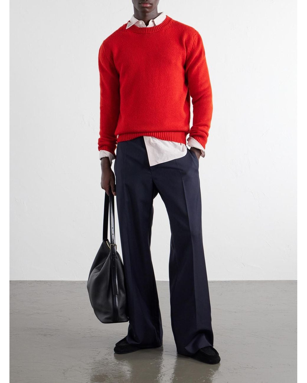 Jil Sander Blue Straight-Leg Wool And Mohair-Blend Trousers for men