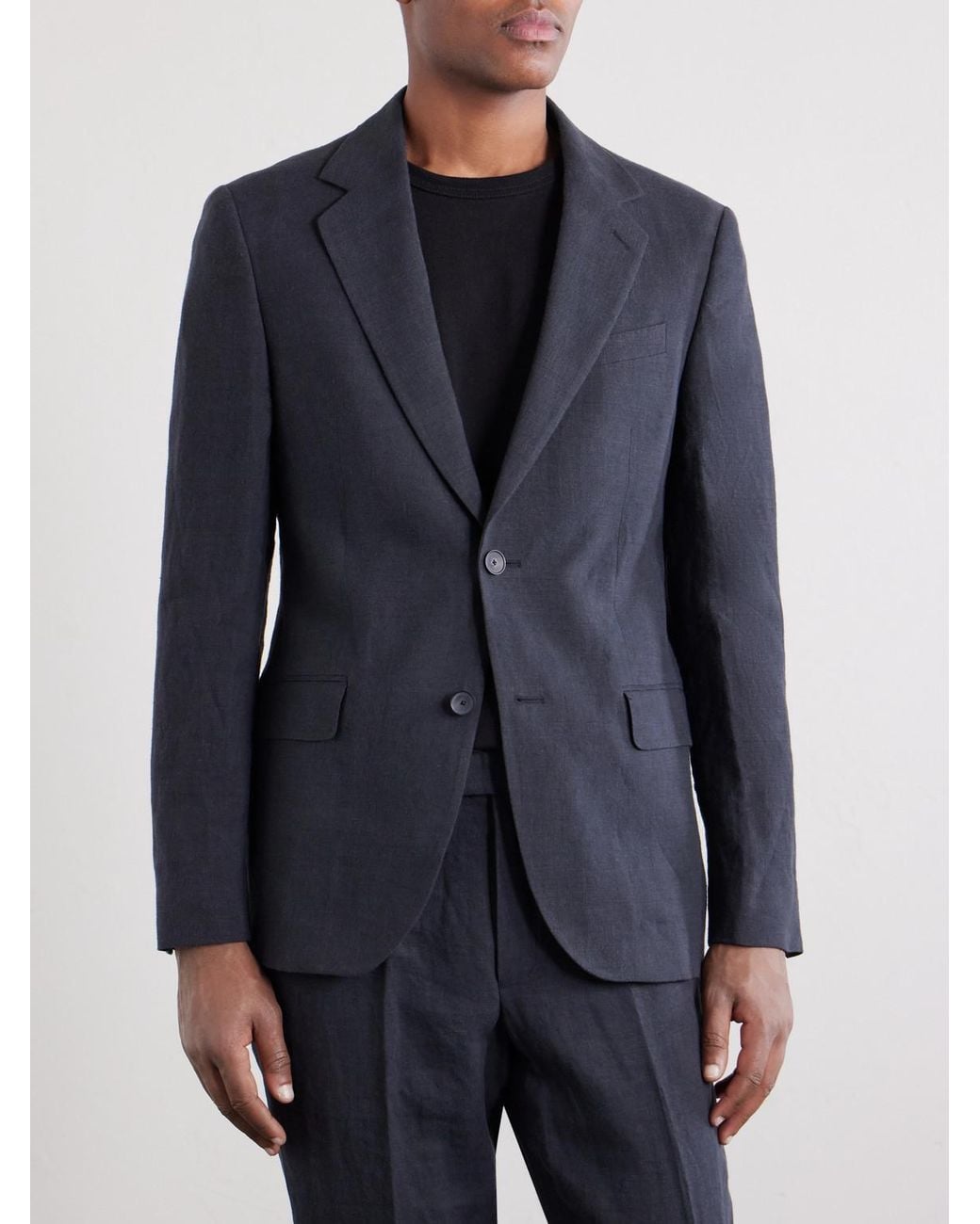 Mr P. Black Slim-Fit Linen Suit Jacket for men