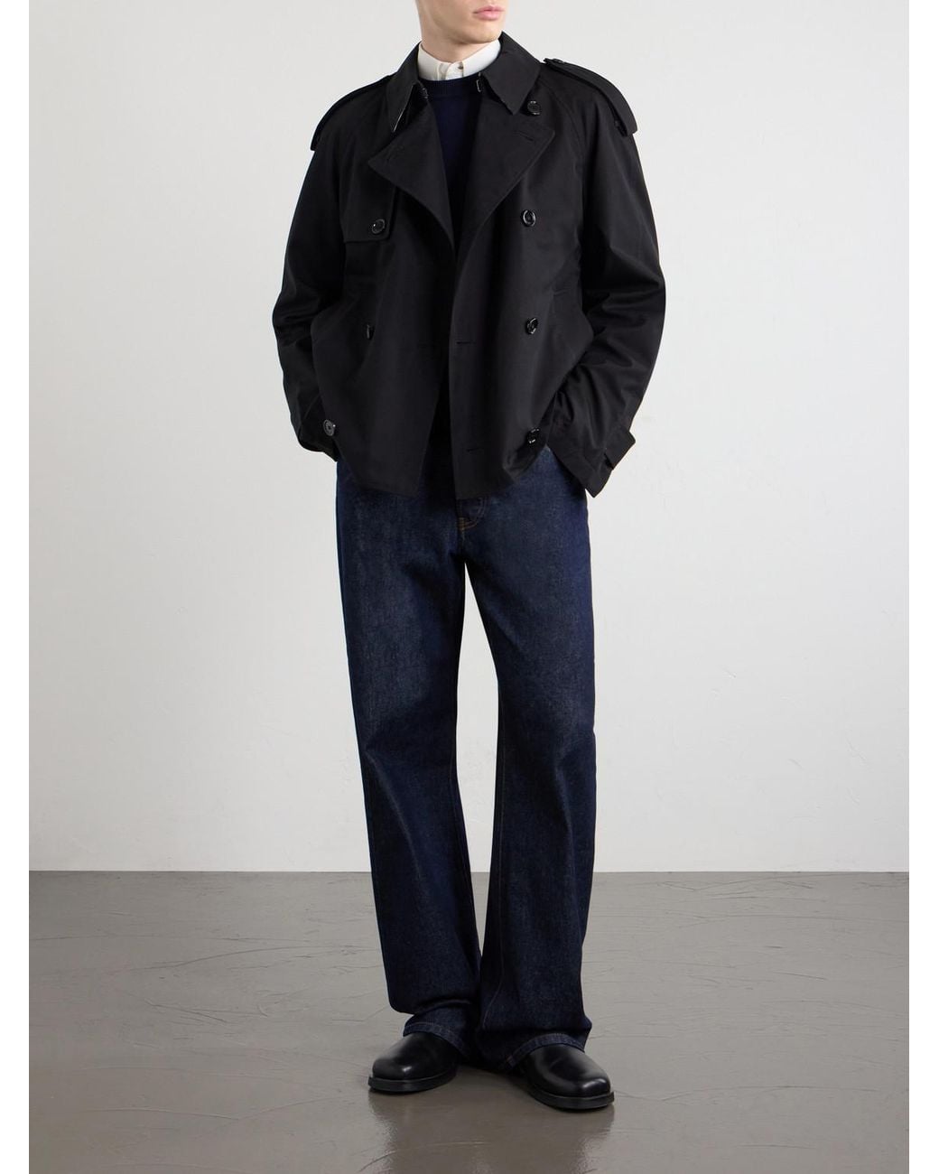 Burberry Black Cropped Cotton-Gabardine Trench Coat for men