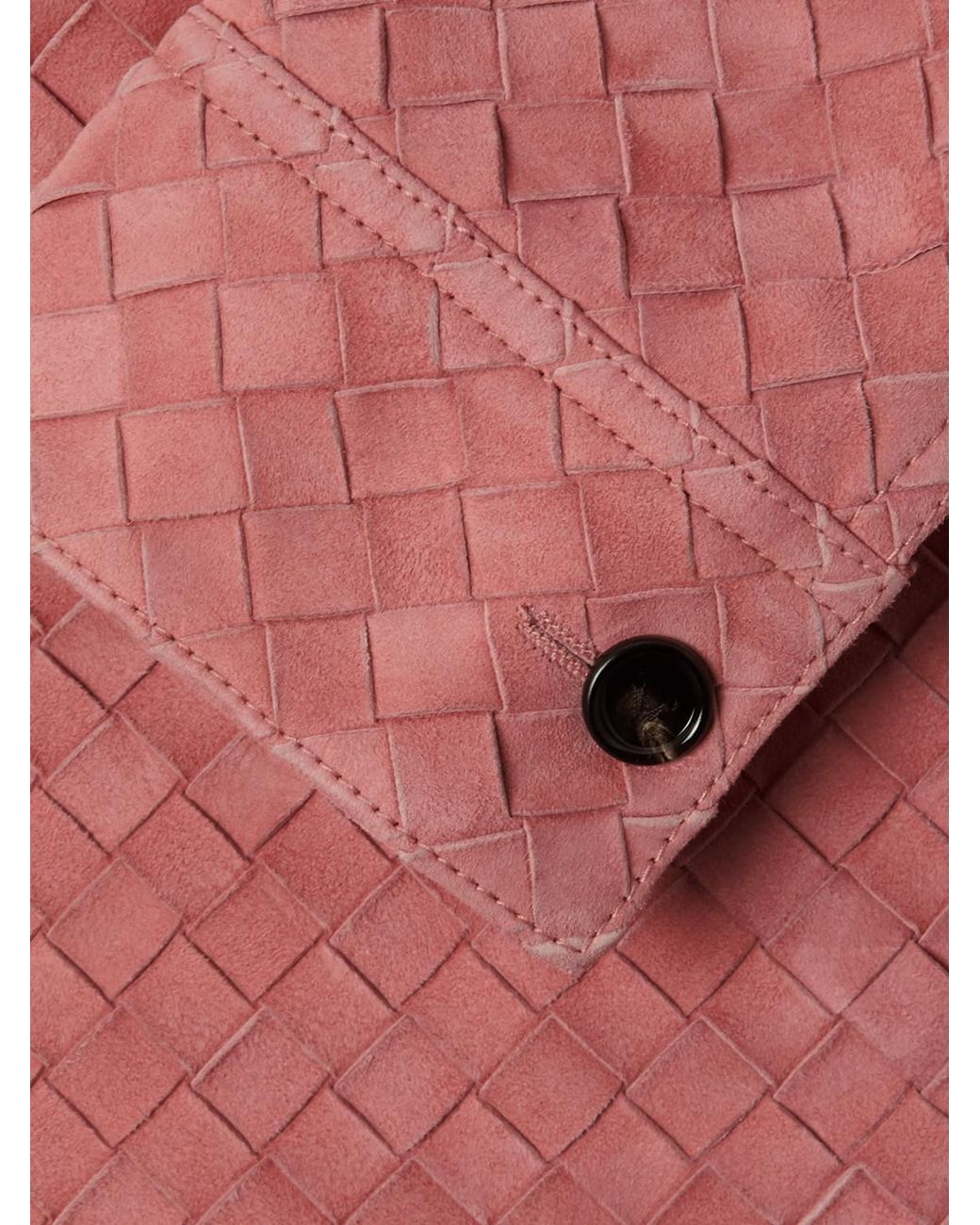 Bottega Veneta Pink Intrecciato Suede Overshirt for men