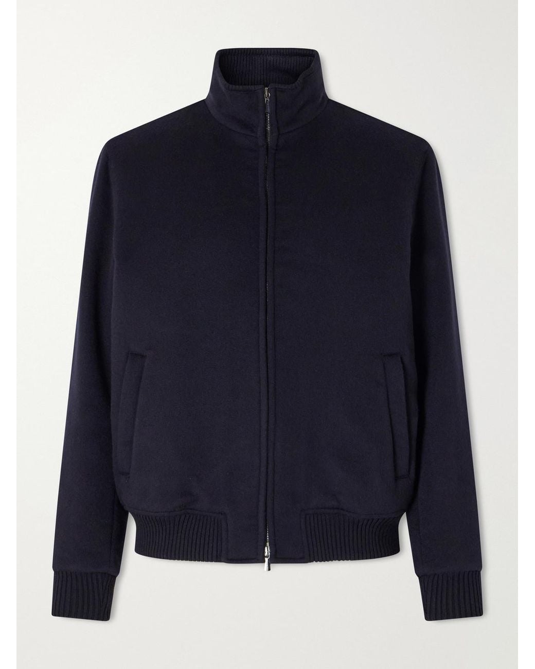 Thom Sweeney Blue Wool And Cashmere-Blend Flannel Bomber Jacket for men