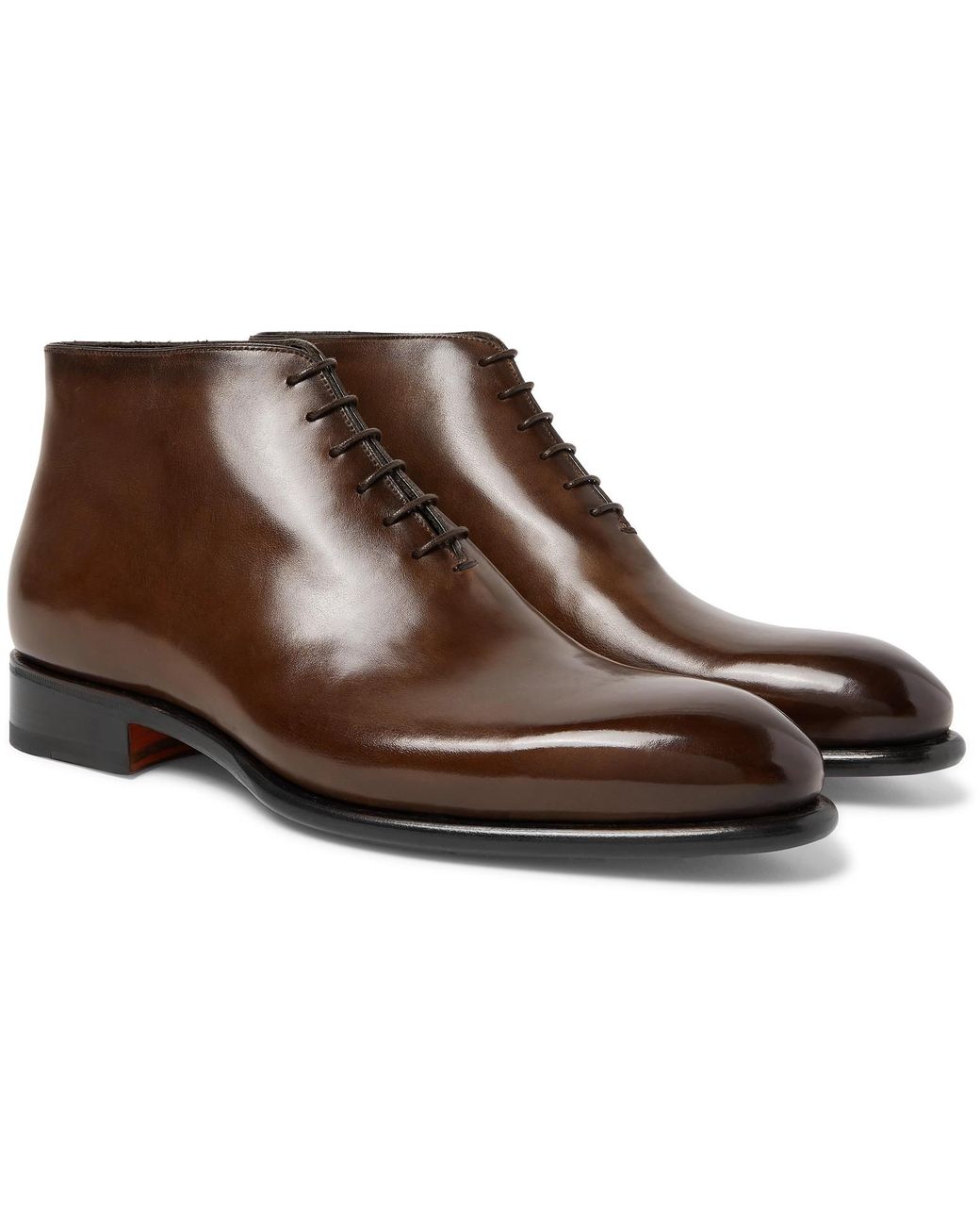 Santoni Whole-cut Leather Boots in Brown for Men | Lyst